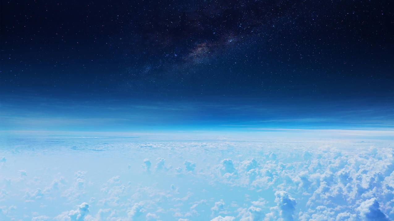 云,空间,银河,蓝色,云层之上,全景图,星空,4K风景高清壁纸
