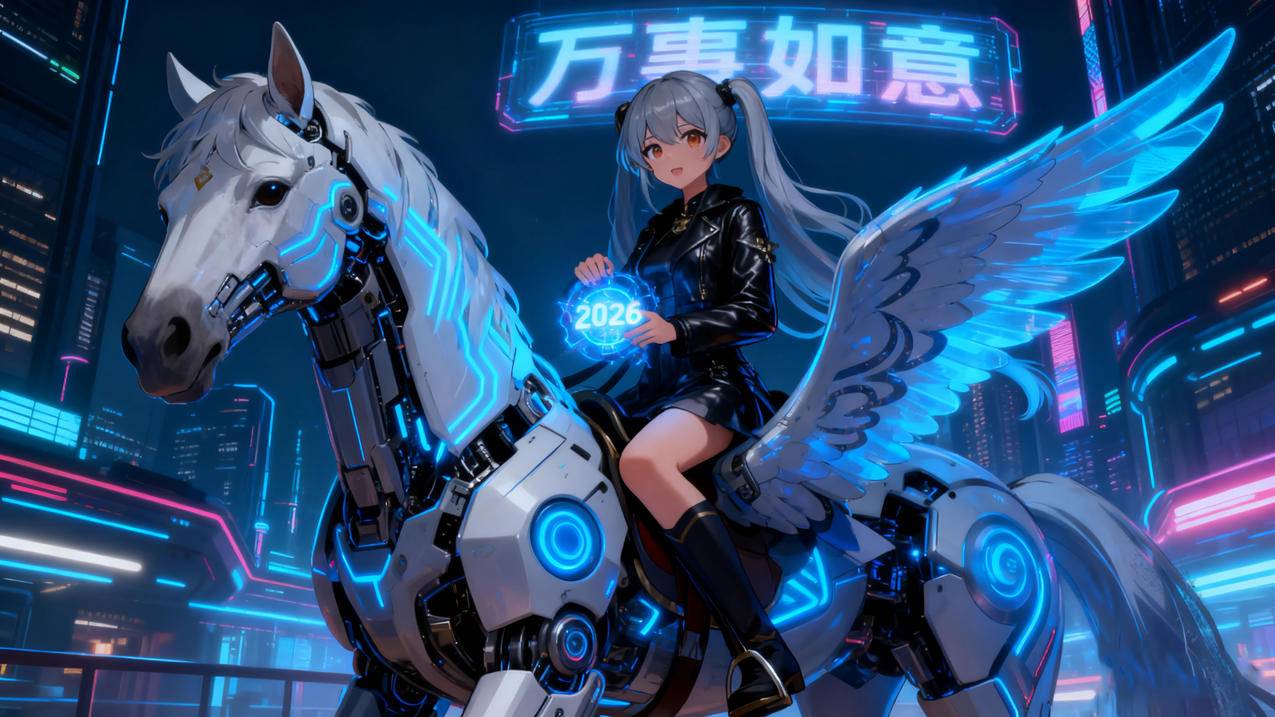 2026 机械马 翅膀 少女 万事如意4k动漫壁纸