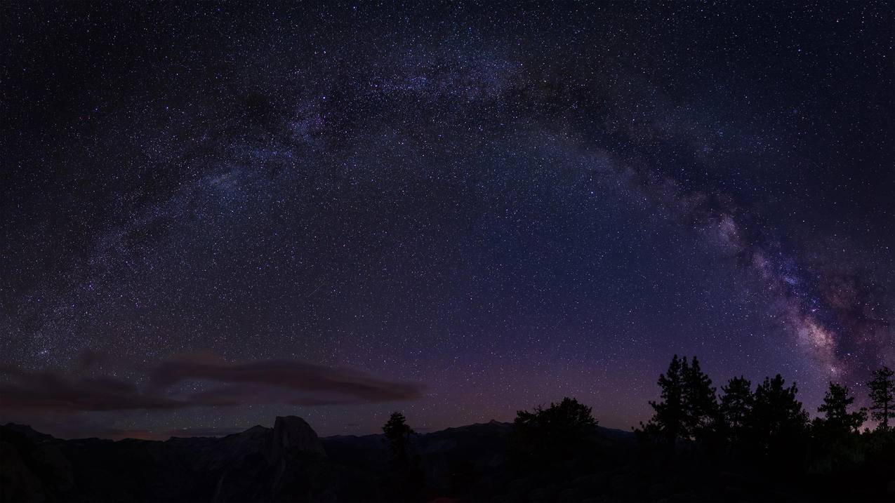 银河系,优胜美地,星空,4K风景高清壁纸