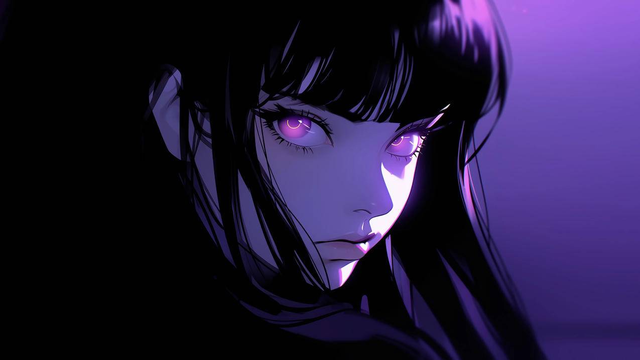 紫眼睛的动漫女孩 Anime Girl With Purple Eyes4k壁纸