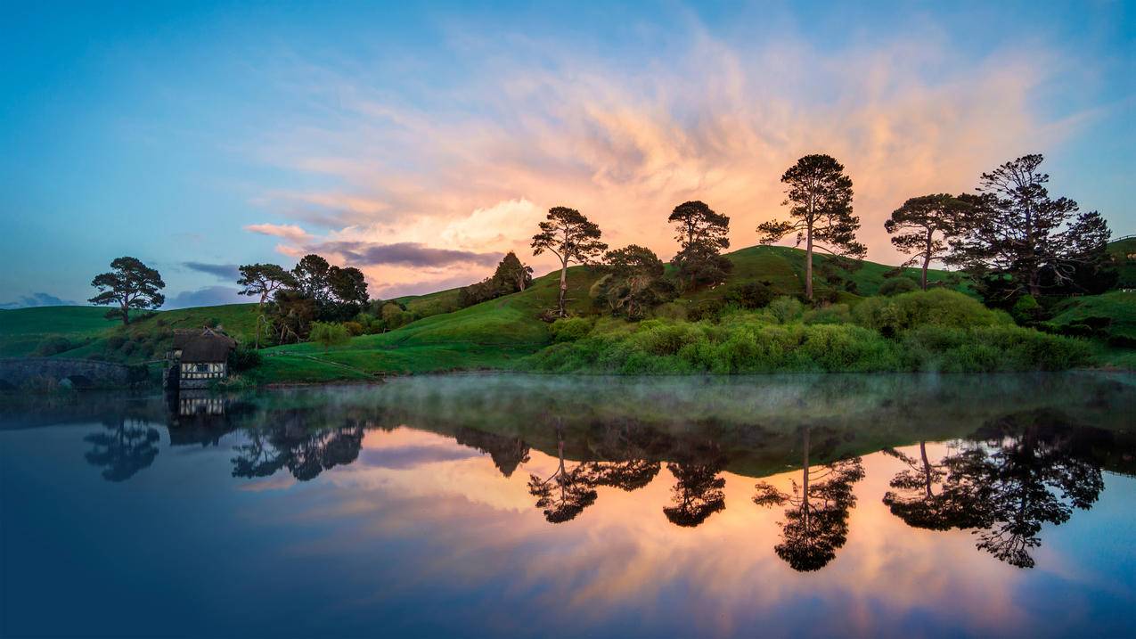 新西兰,美丽迷人湖泊山脉,4k风景高清壁纸