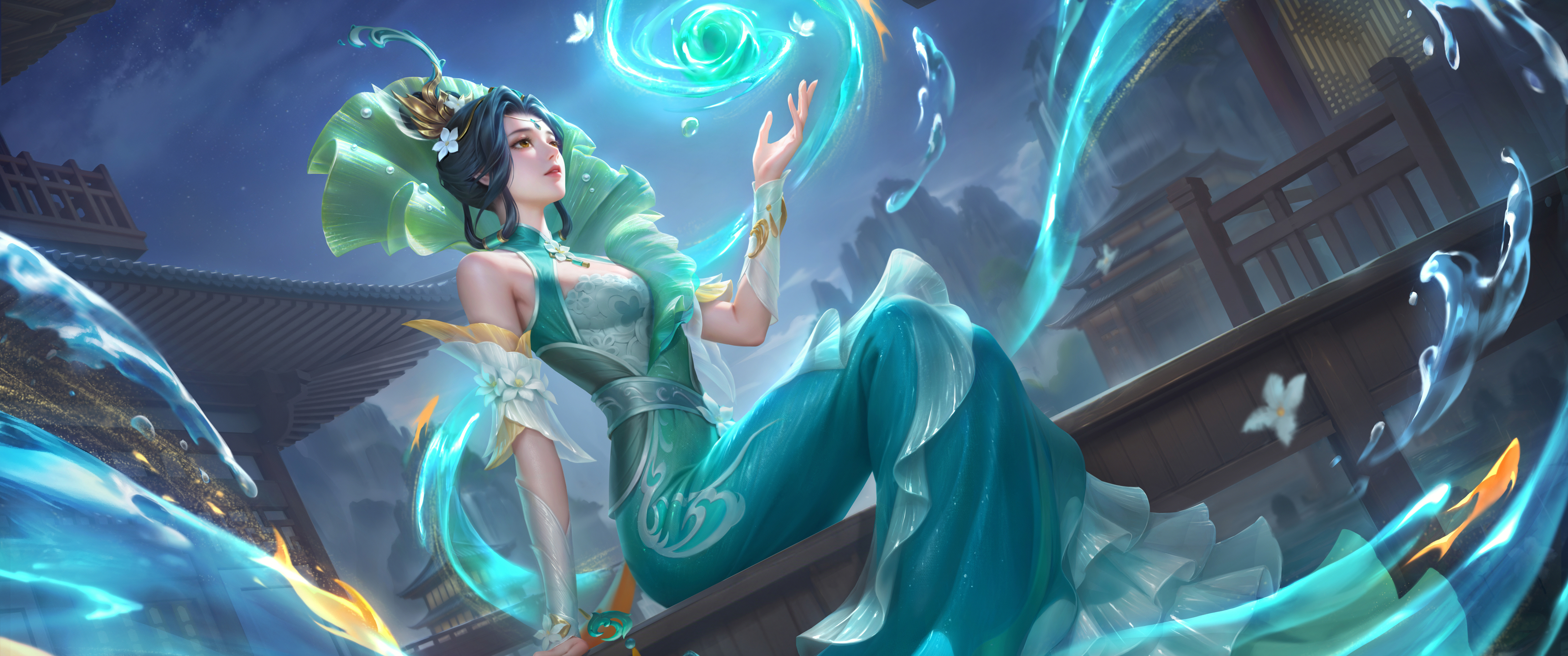 甄姬,逆浪荇歌,王者荣耀,3440x1440,带鱼屏,游戏壁纸