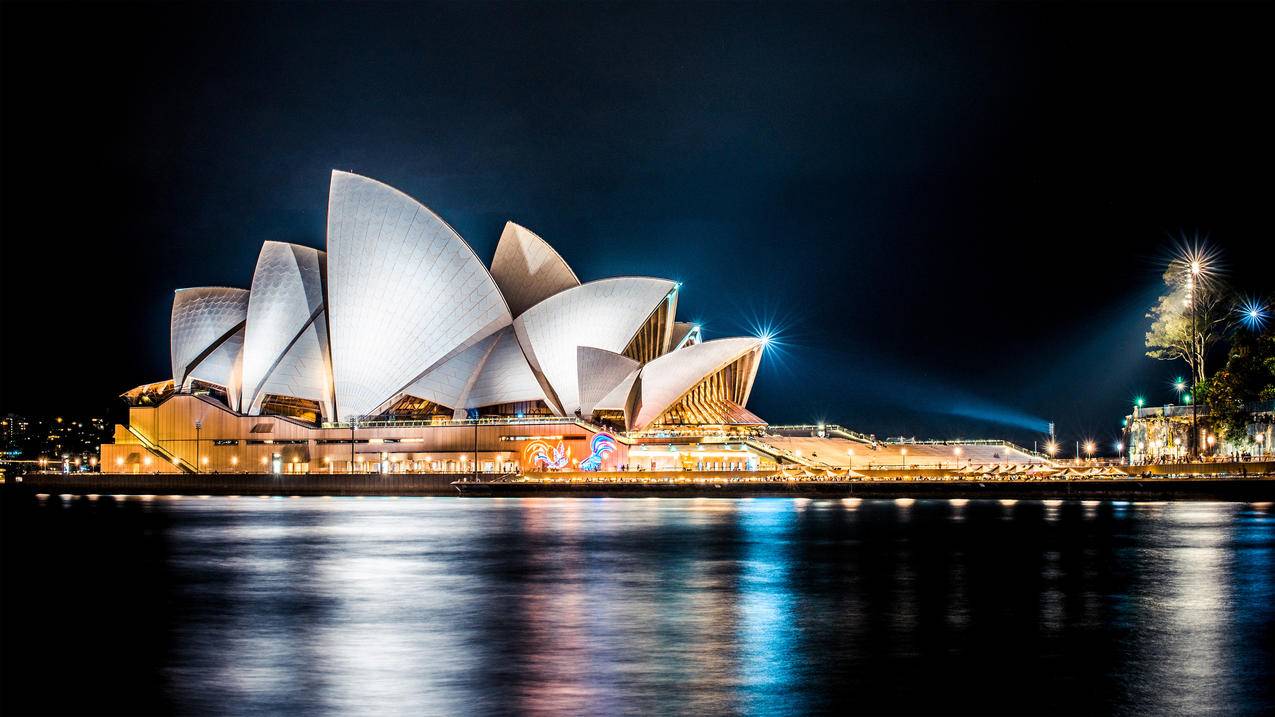 悉尼歌剧院夜景,4k风景高清壁纸