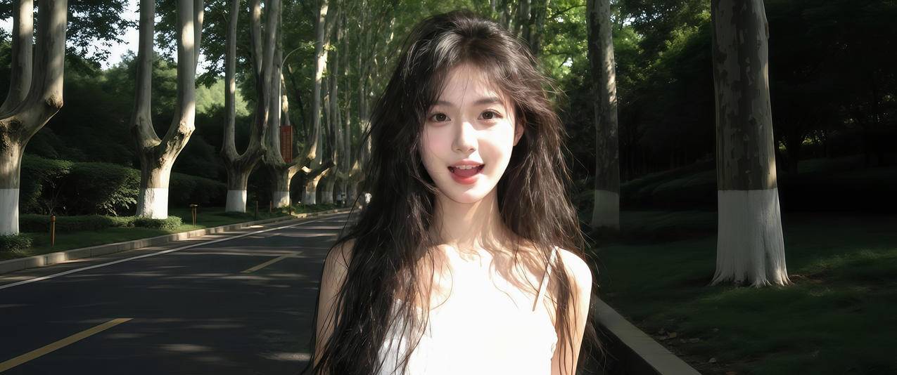 校园长发清纯可爱美女3440x1440带鱼屏壁纸