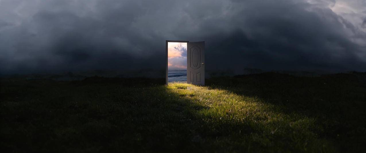 云 时空之门 光影 3440x1440带鱼屏壁纸