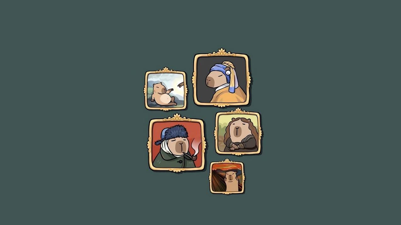 卡皮巴拉 卡通 可爱背景墙 4k壁纸