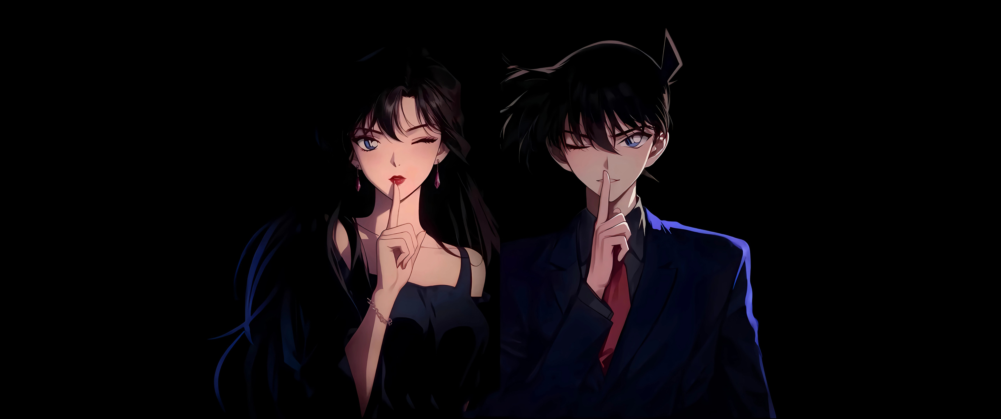 柯南,小兰,小兰和柯南,3440x1440,带鱼屏,动漫壁纸