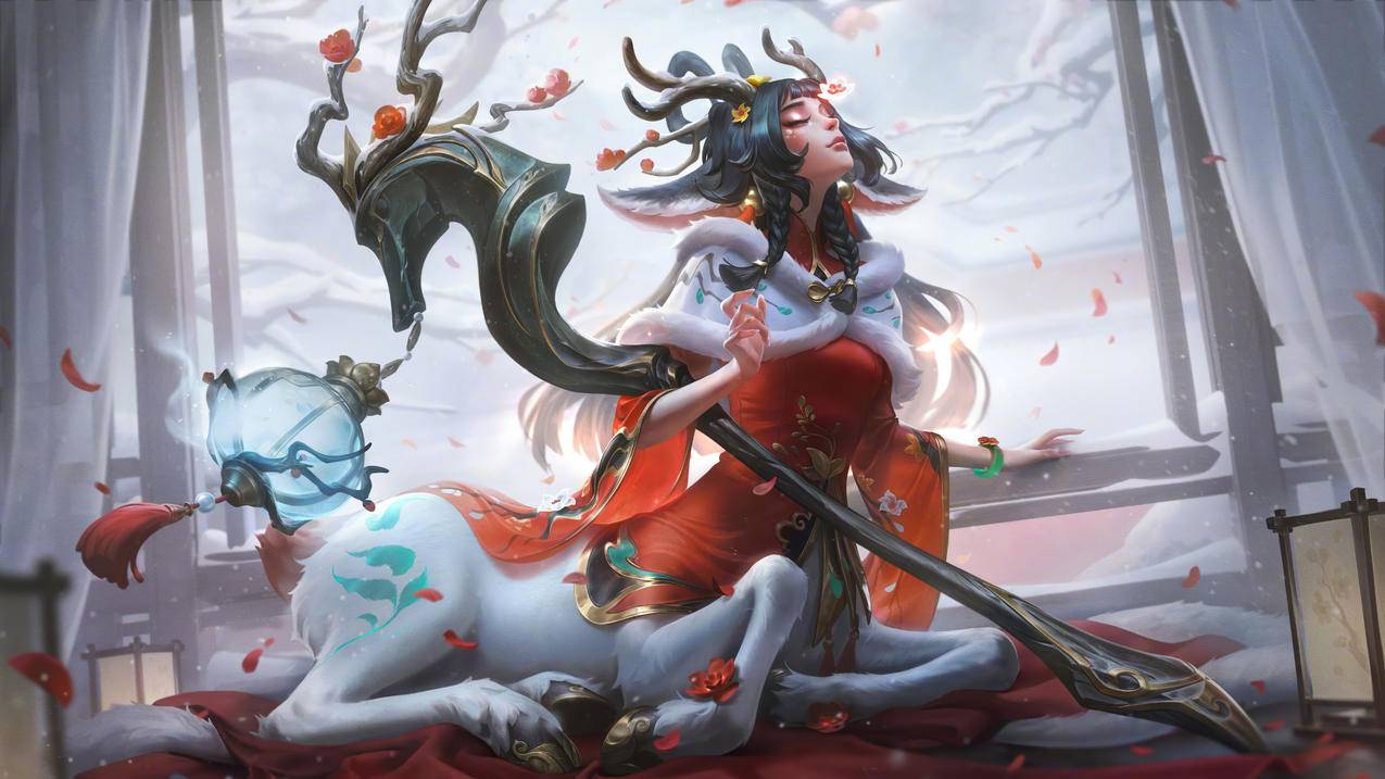 LOL英雄联盟踏雪寻梅莉莉娅8K高清游戏壁纸7680x4320