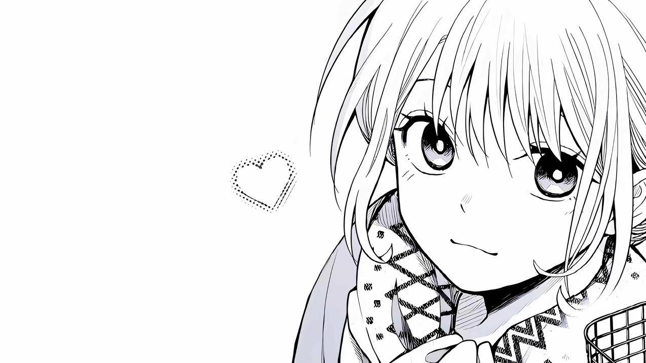 动漫女孩 围巾 素描 黑白铅笔画 4k壁纸