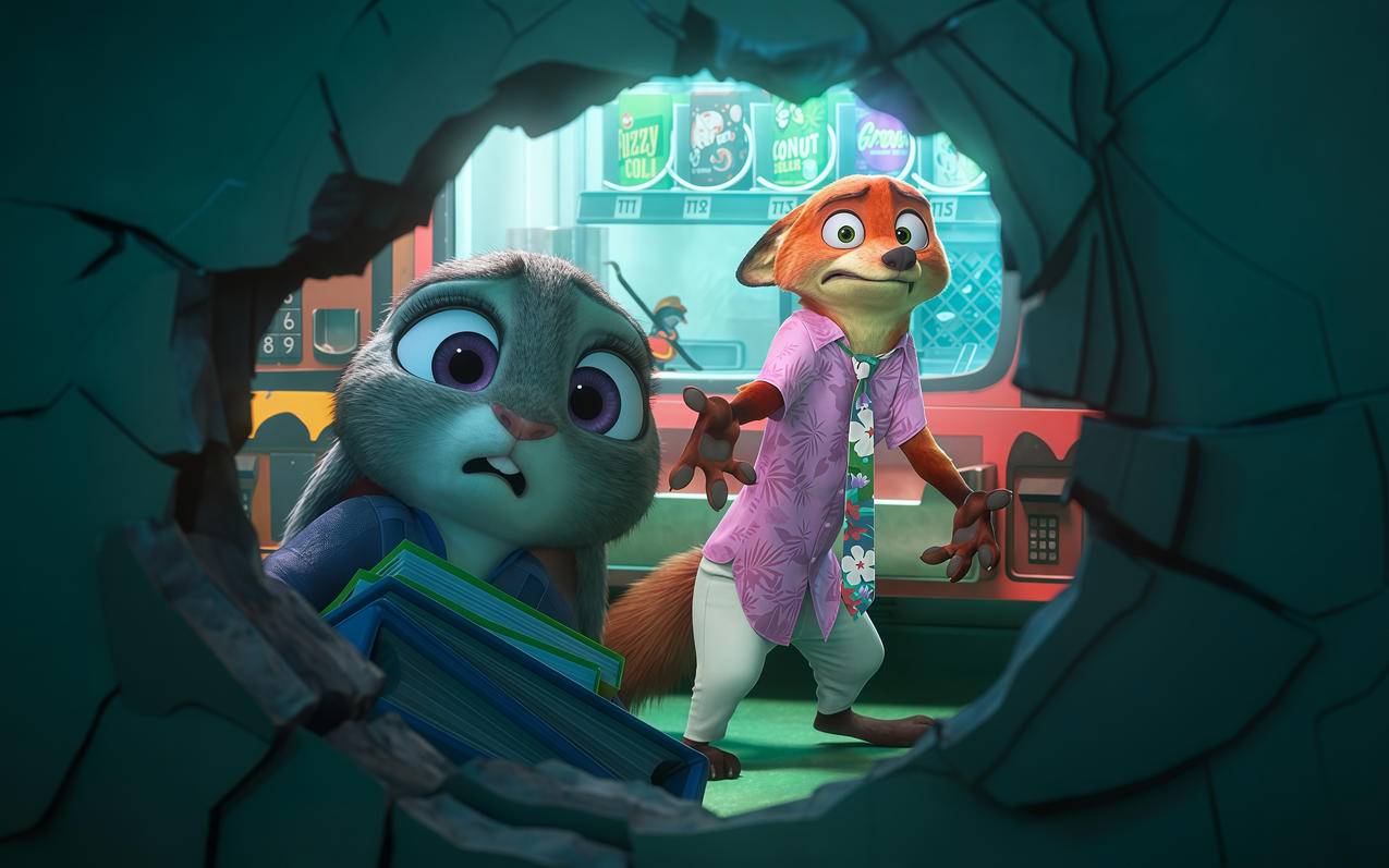 疯狂动物城2兔子朱迪 墙 破洞 车机壁纸3k超清全面屏