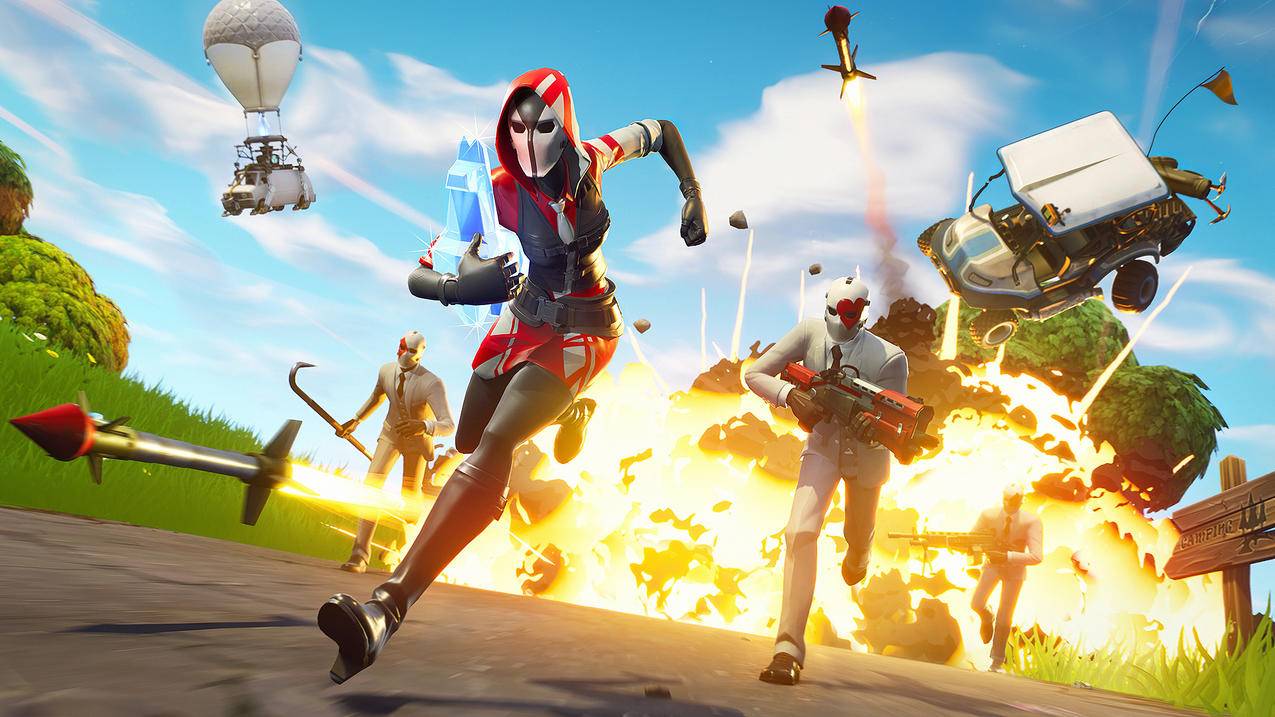 《堡垒之夜fortnite》爆炸草地,水泥地,奔跑,4K高清壁纸