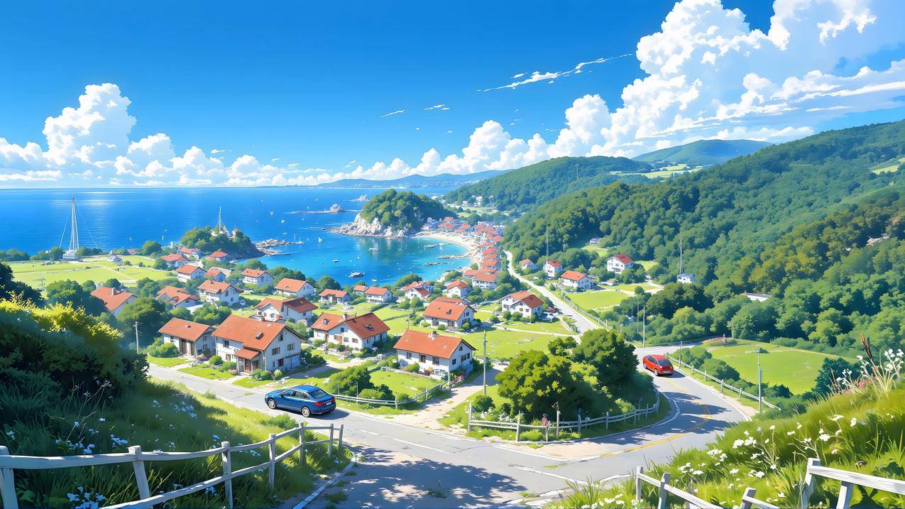 治愈系 海边小镇风景 4K壁纸 3840x2160