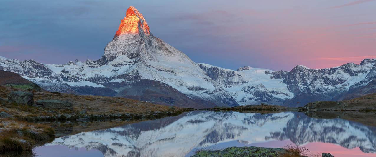 马特洪峰日出 斯特利湖3440x1440带鱼屏风景壁纸