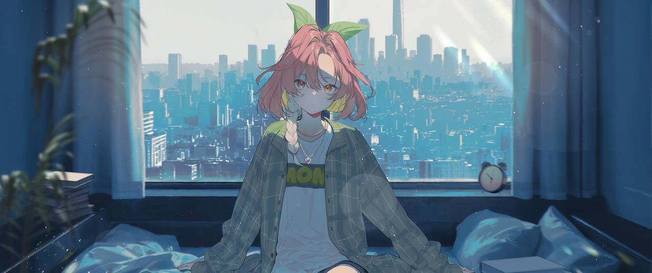 窗边小憩 可爱女生 3440x1440带鱼屏动漫壁纸