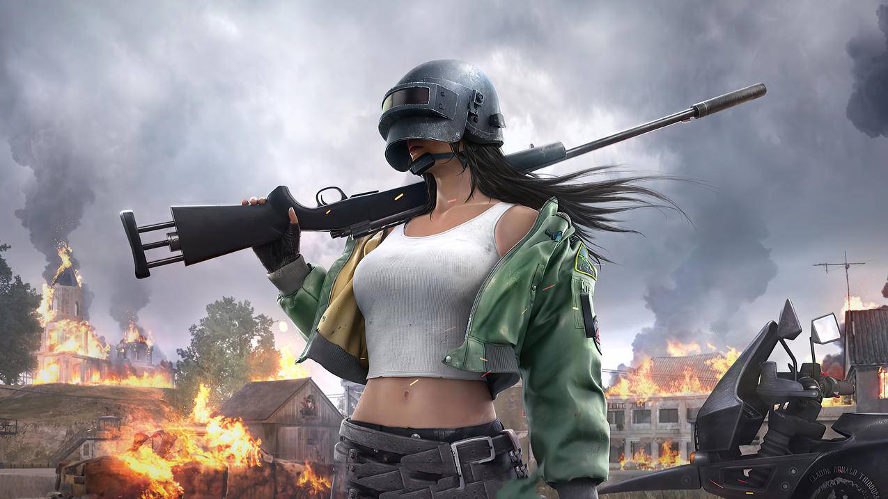 绝地求生 吃鸡pubg头盔女孩4k游戏壁纸 千叶网