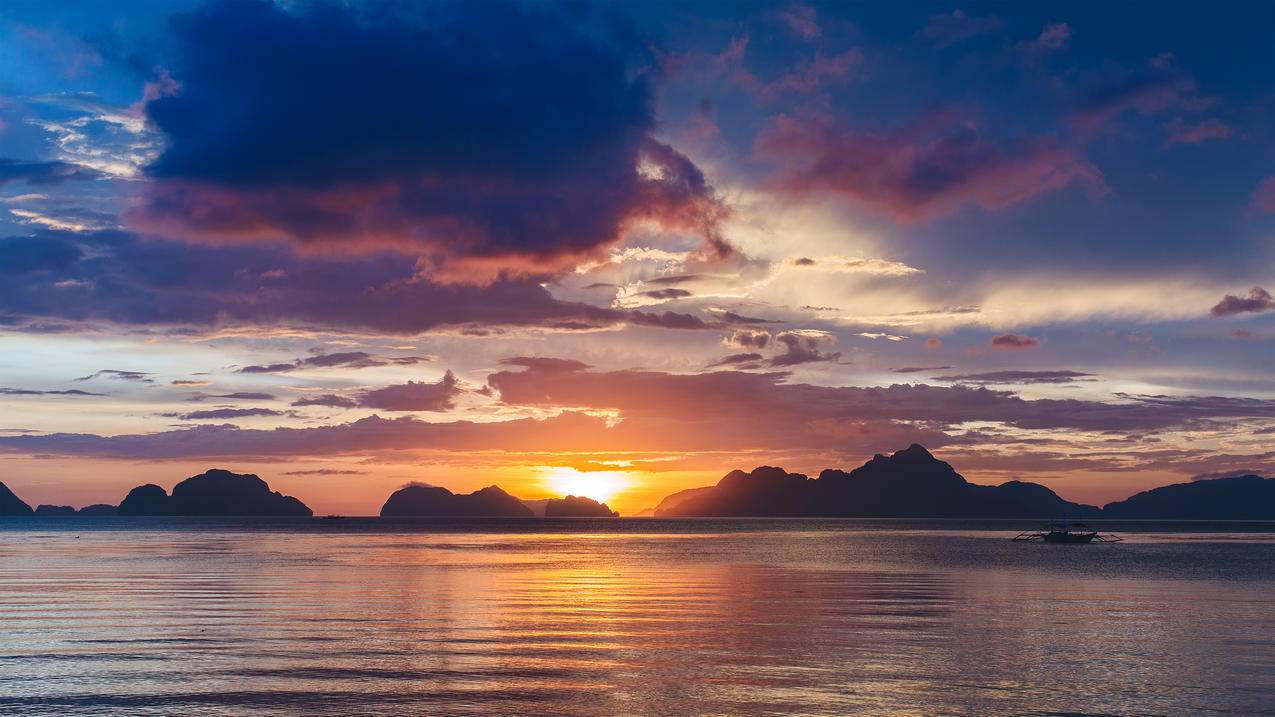 菲律宾,巴拉望岛,日落风景,4K高清壁纸