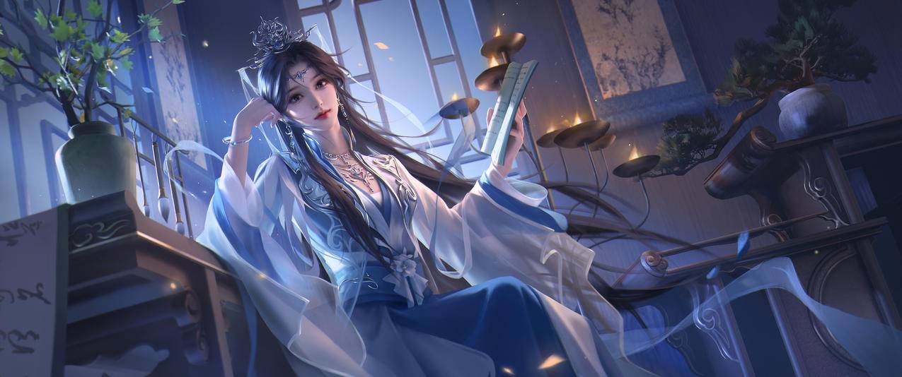 李慕婉 书房 唯美 3440x1440带鱼屏壁纸高清