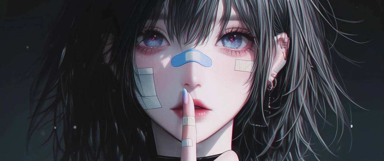 动漫女孩 小指手势3440x1440带鱼屏壁纸