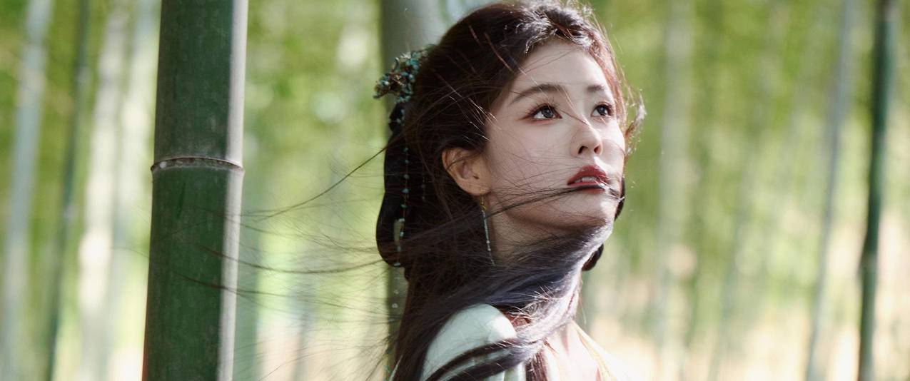 竹林古风美女白鹿3440x1440带鱼屏壁纸