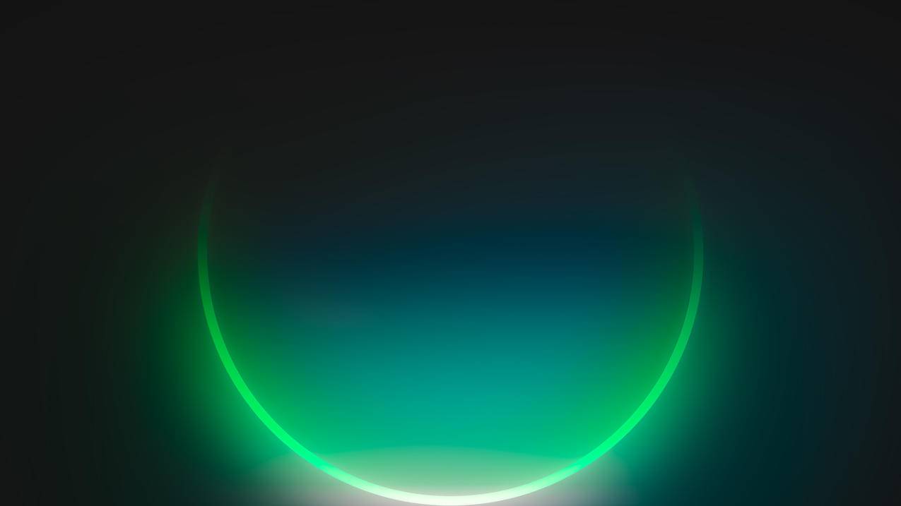 Windows 11 暗色 霓虹 绿色渐变 圆形 低光 4K电脑壁纸3840x2160