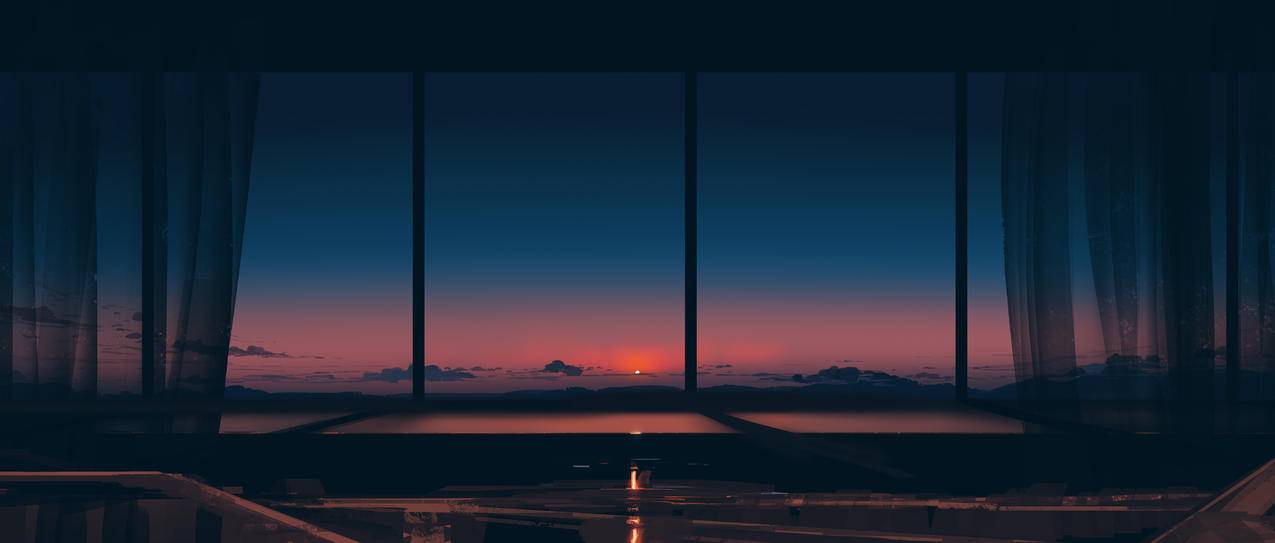 优雅 日落 天空 晚霞 超宽屏 窗帘 5K壁纸 5640x2400