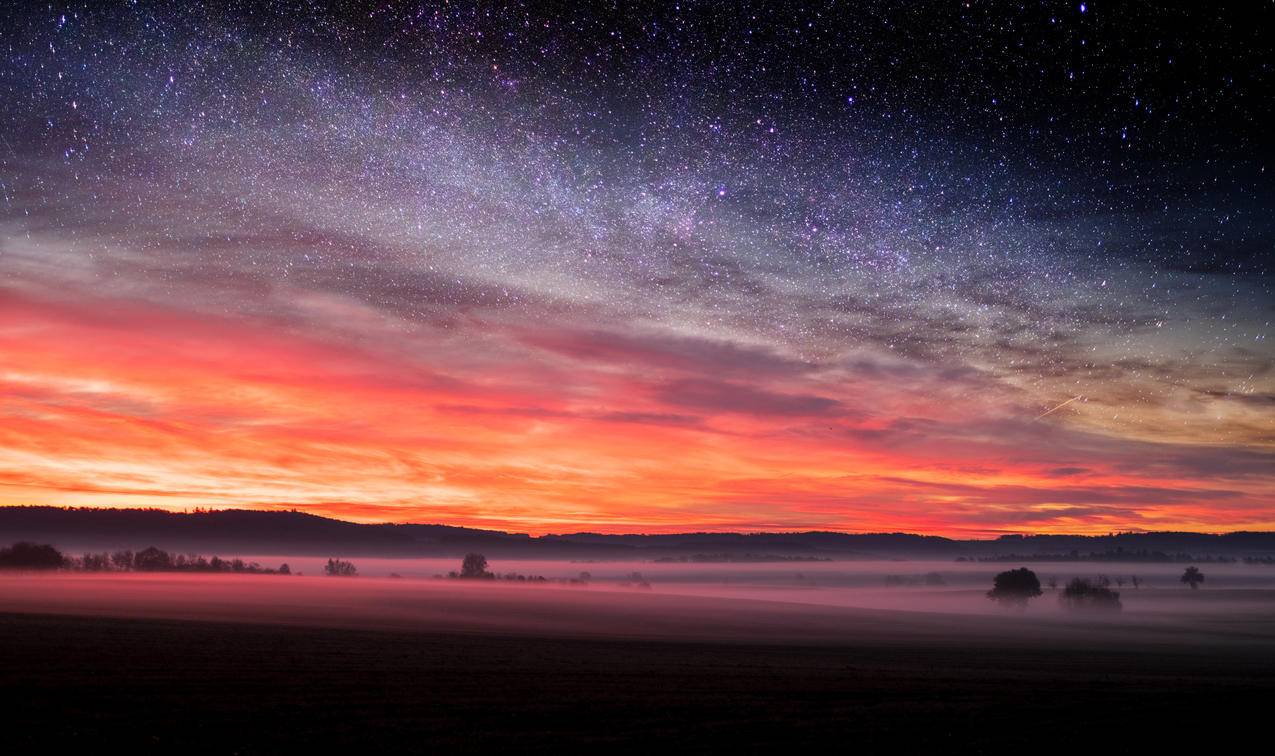 自然,日落,星夜,天空,星星,4k风景高清壁纸