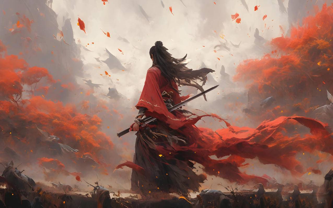 剑来 古风 红色衣服 4k车机壁纸横屏 3840x2400