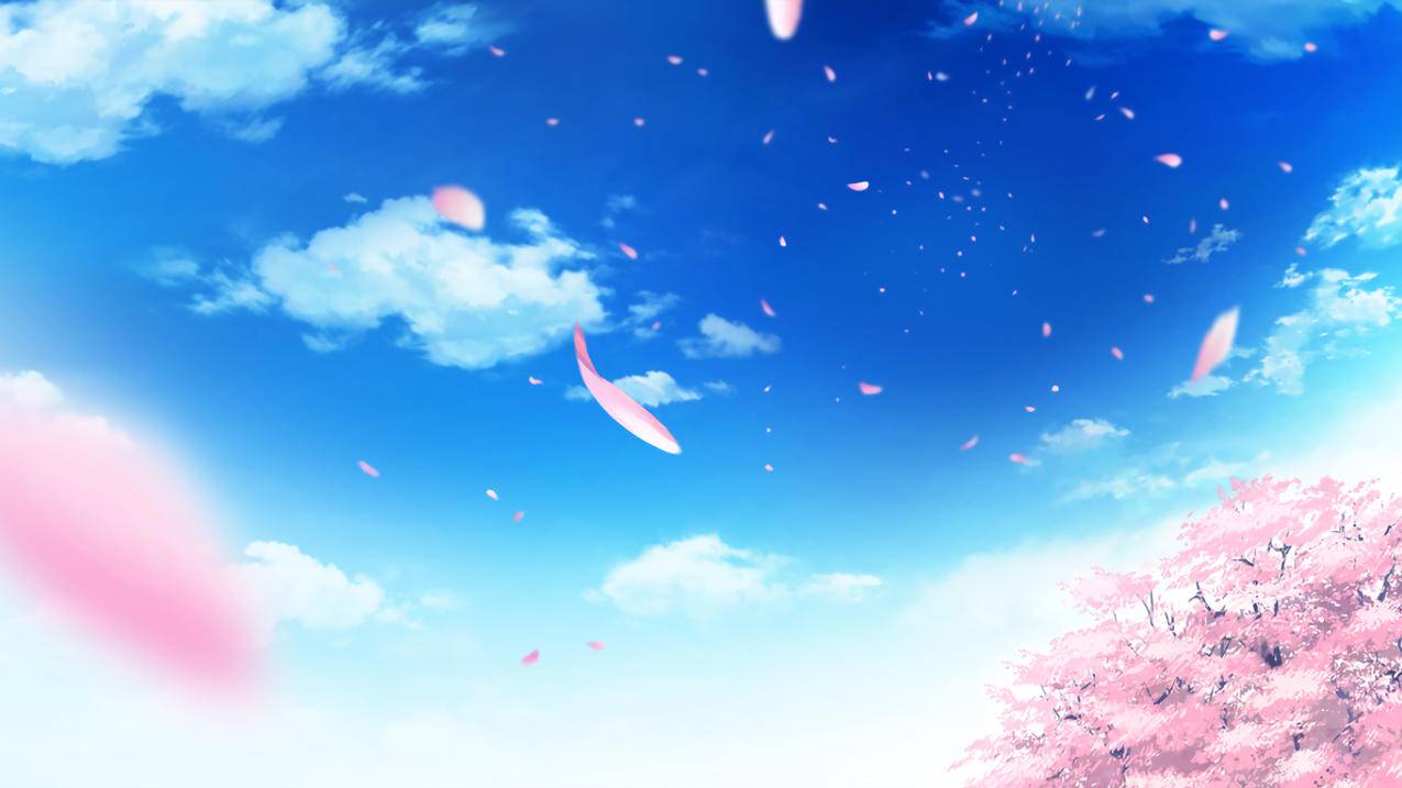 天空云唯美花瓣,4K动漫风景壁纸