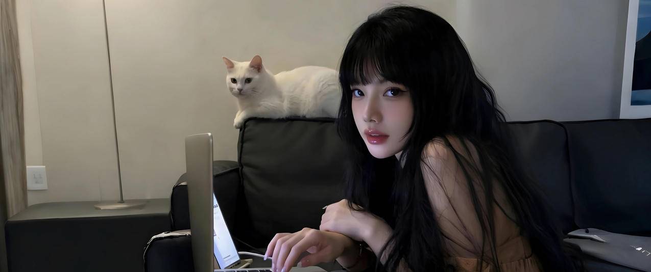 休闲 室内 居家长发美女 3440x1440带鱼屏壁纸