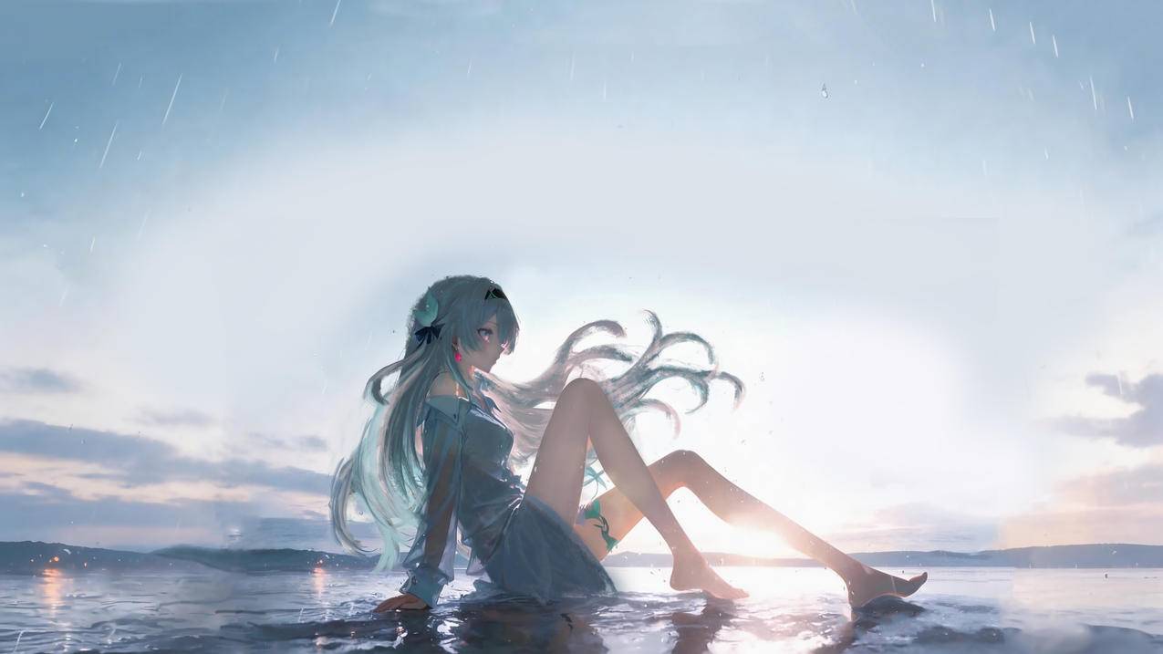 海边 女孩 唯美动漫桌面