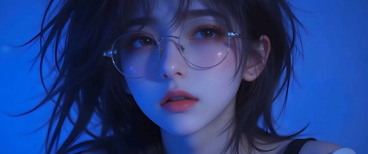 戴眼镜动漫美女人物 3440x1440带鱼屏壁纸