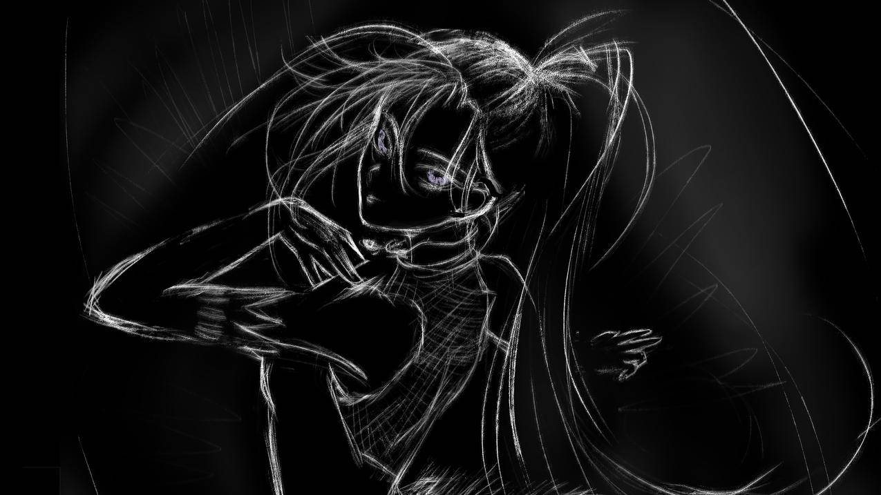 黑白 粉笔画 巴图BATU 4K高清动漫壁纸