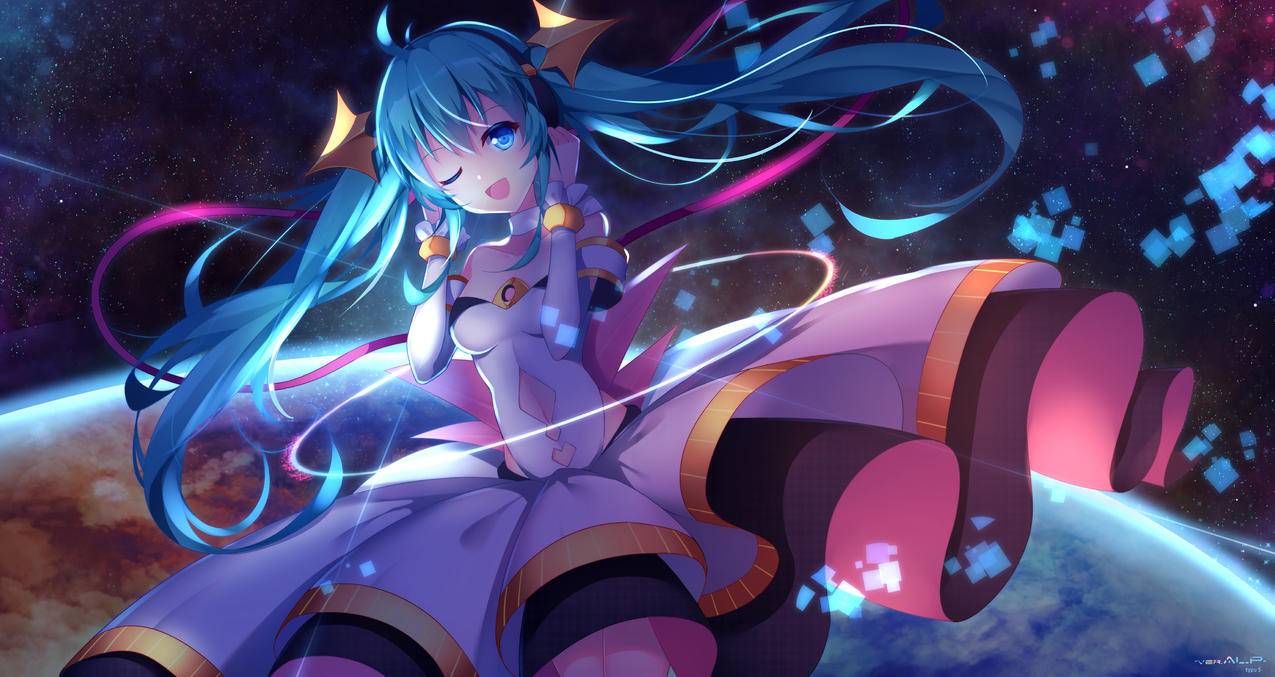 蓝色的眼睛,初音未来,4k动漫高清壁纸