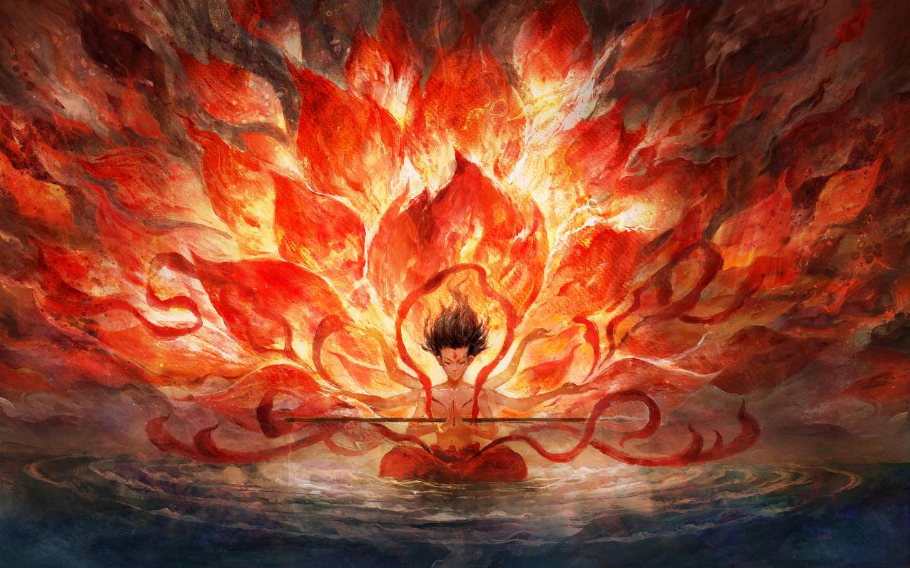 哪吒火莲花 高清车机中控壁纸4k全屏 3840x2400