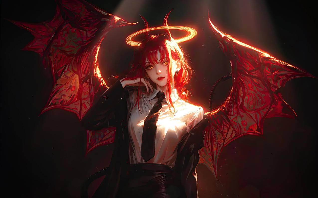 玛奇玛红色头发 暗黑背景 4k电脑壁纸3840x2400