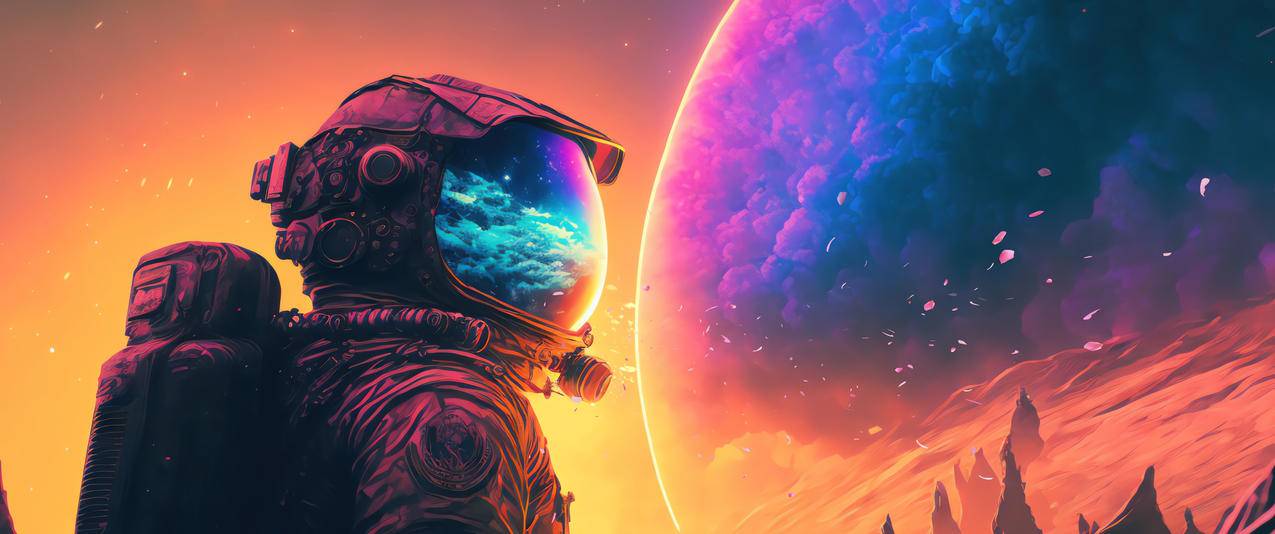 宇航员 太空 3440x1440带鱼屏壁纸