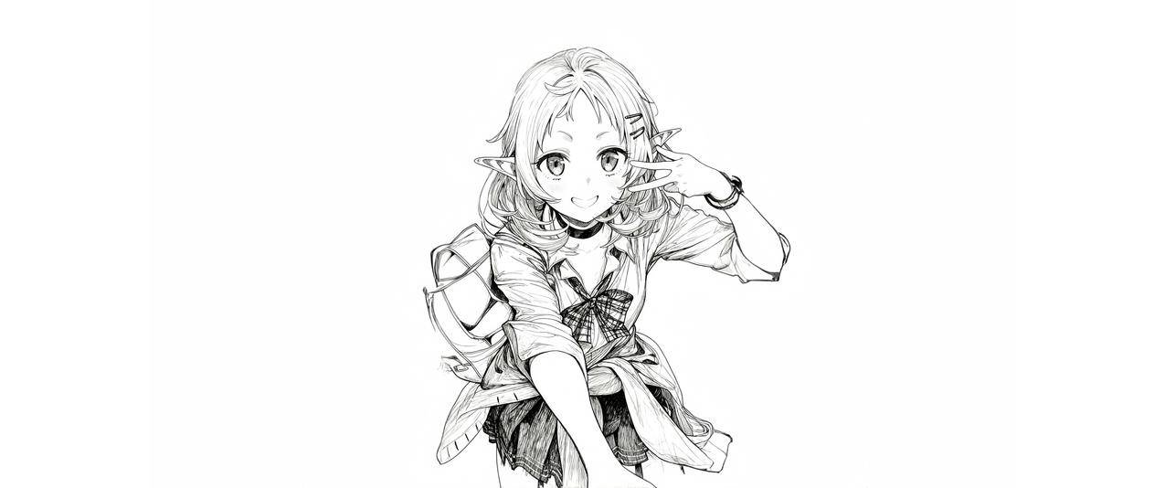 希露菲 线条女孩3440x1440带鱼屏动漫壁纸