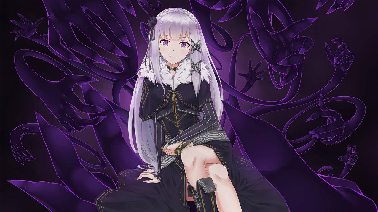 rezero,紫色眼睛,动漫女生,4k高清壁纸