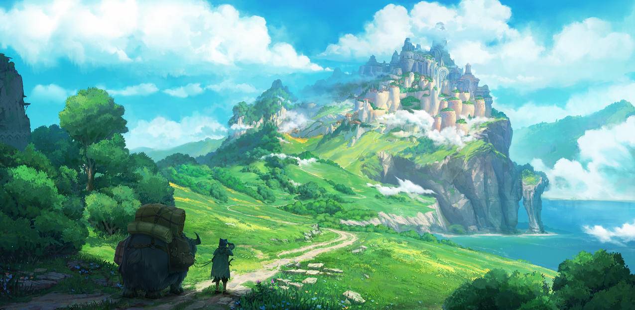 遗迹之城 行走的旅人 5K风景高清壁纸