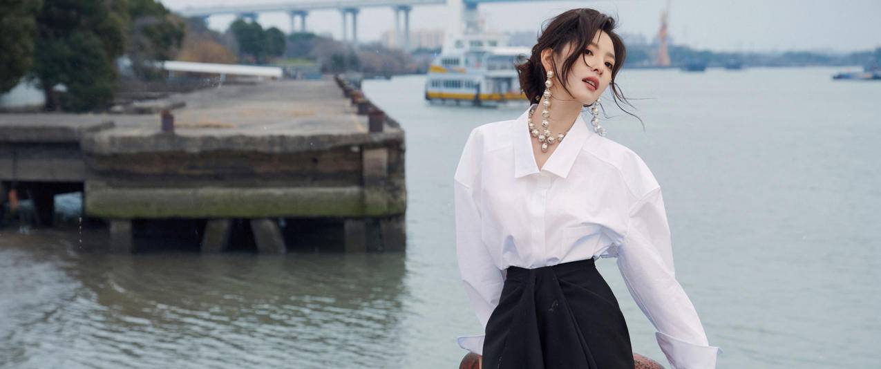 白色衬衫 章若楠 3440x1440带鱼屏美女壁纸