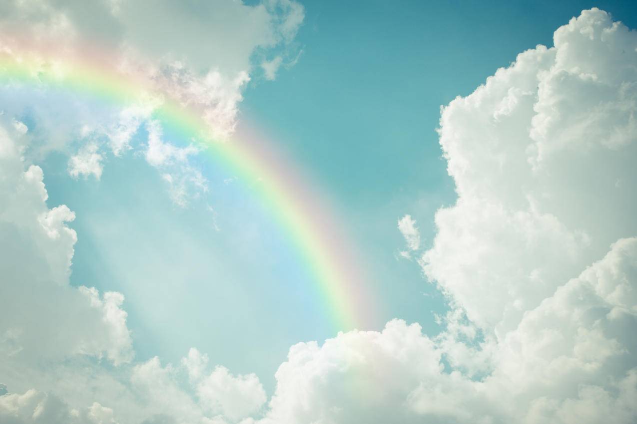 蓝天,白云,彩虹,6k高清风景壁纸