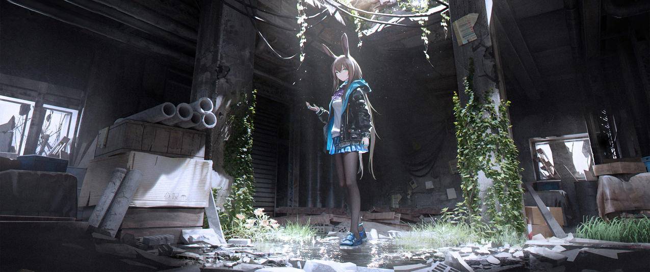 明日方舟阿米娅 兔女郎 室内建筑 3440x1440带鱼屏壁纸免费下载