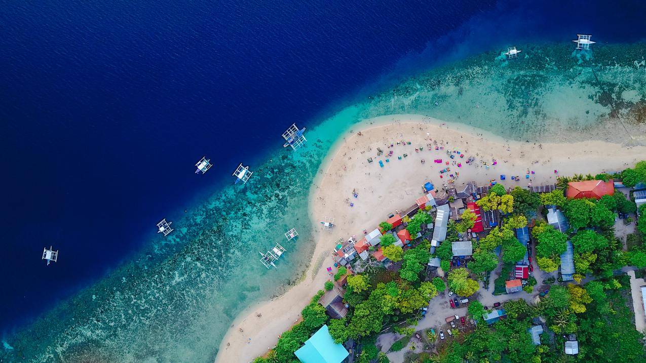 航空,亚洲沙滩,4k风景高清壁纸