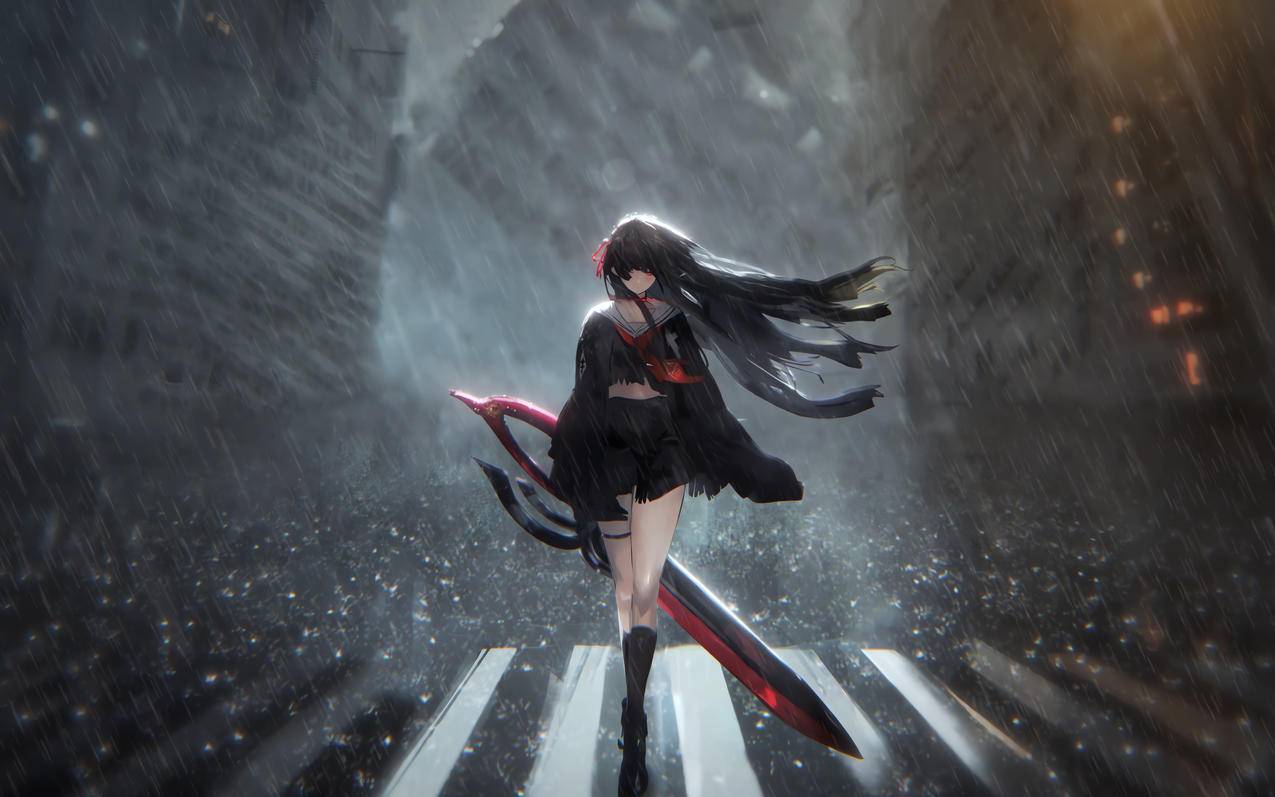 干咲 下雨 安静 暗色系4k壁纸