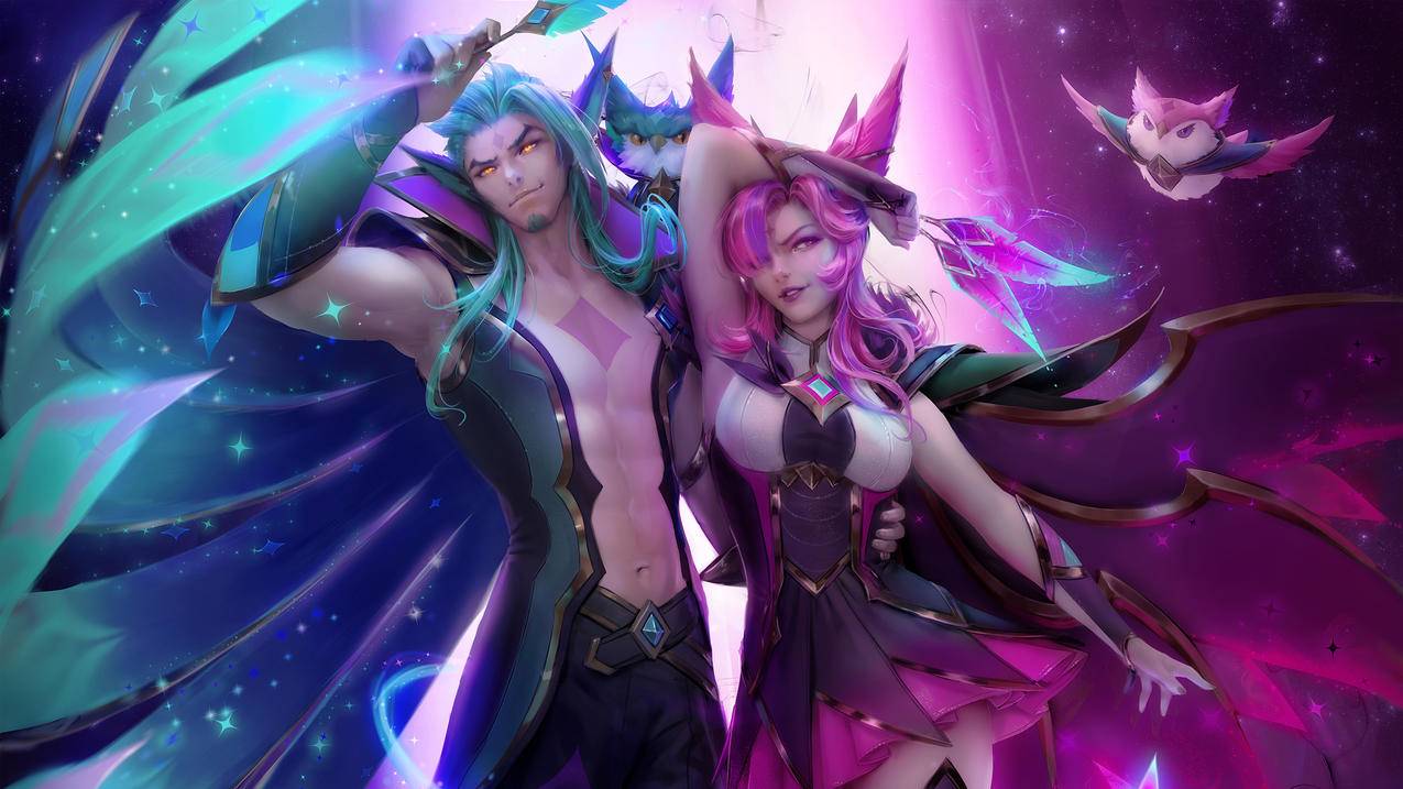 LOL《英雄联盟（星之守护者(Xayah・Rakan)）幻翎・洛》2020,4K高清游戏壁纸