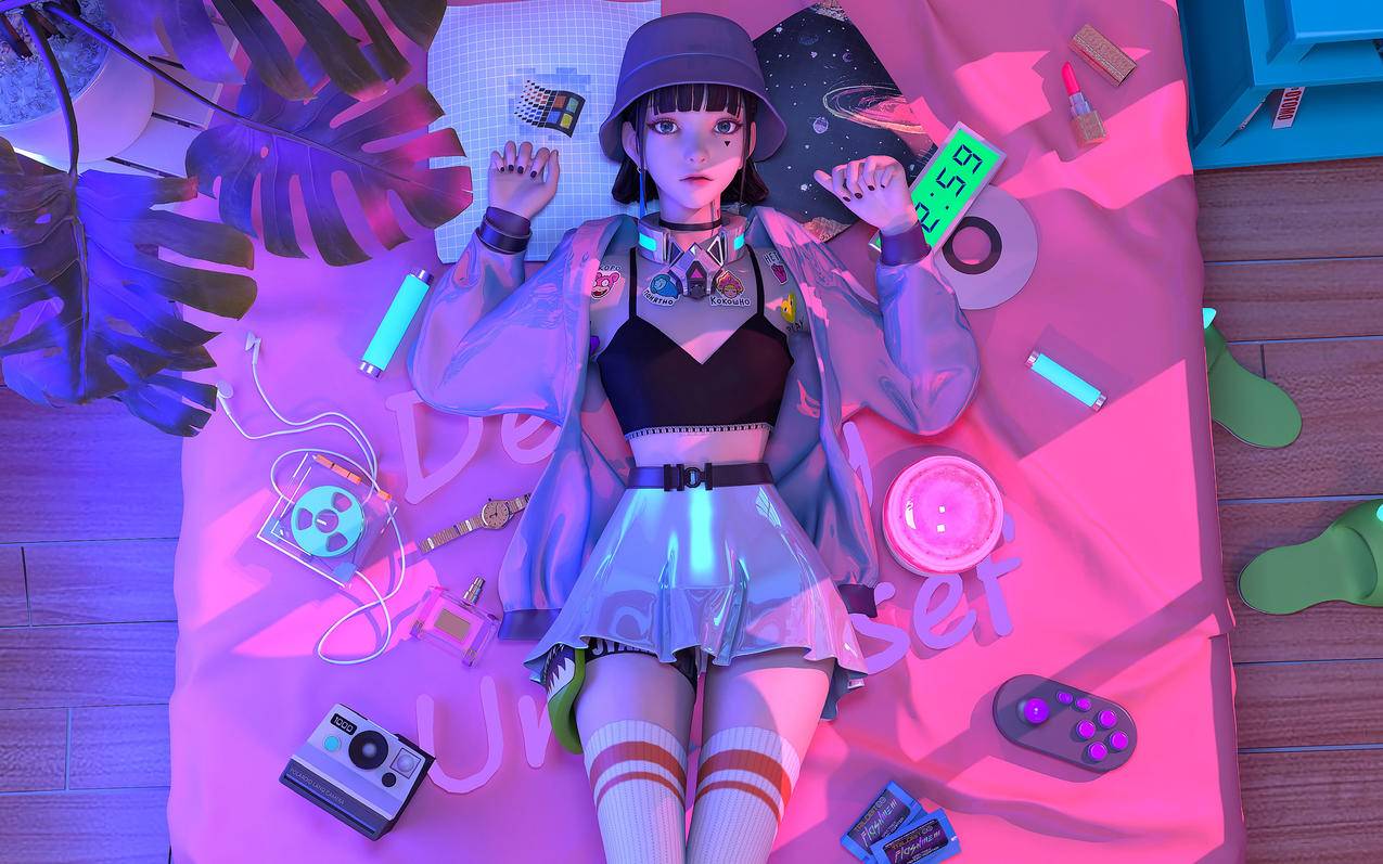 赛博朋克风格奇幻少女 集原美 车机动漫壁纸横屏超高清3200x2000