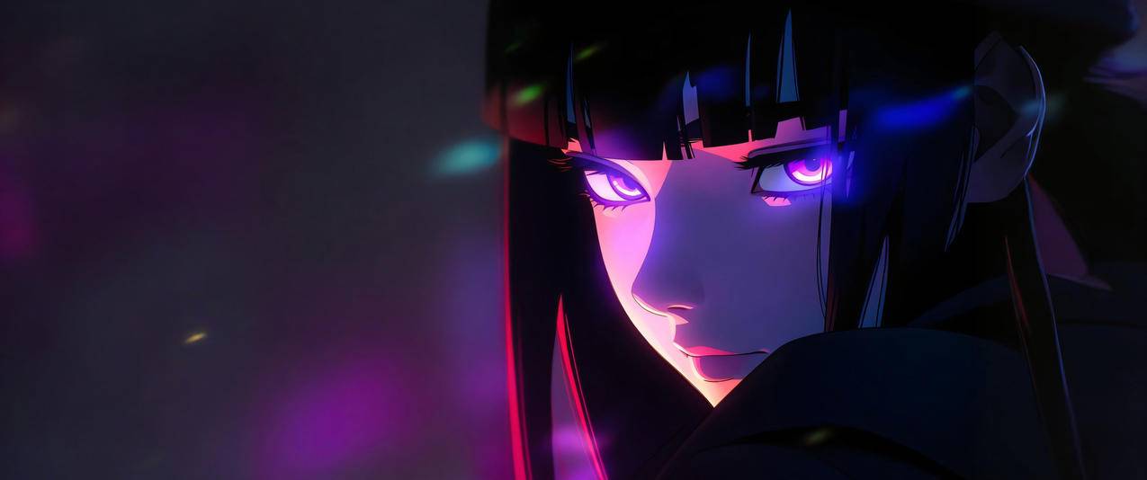 动漫女孩雏田 眼神 紫幻 3440x1440带鱼屏壁纸