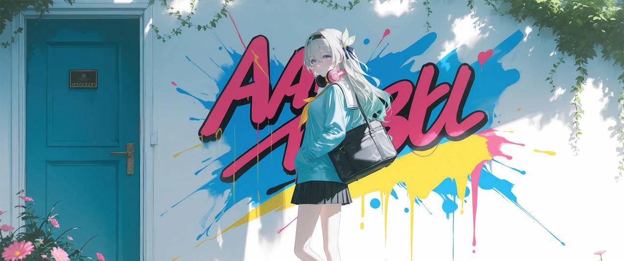 流萤 街头涂鸦风 3440x1440带鱼屏壁纸