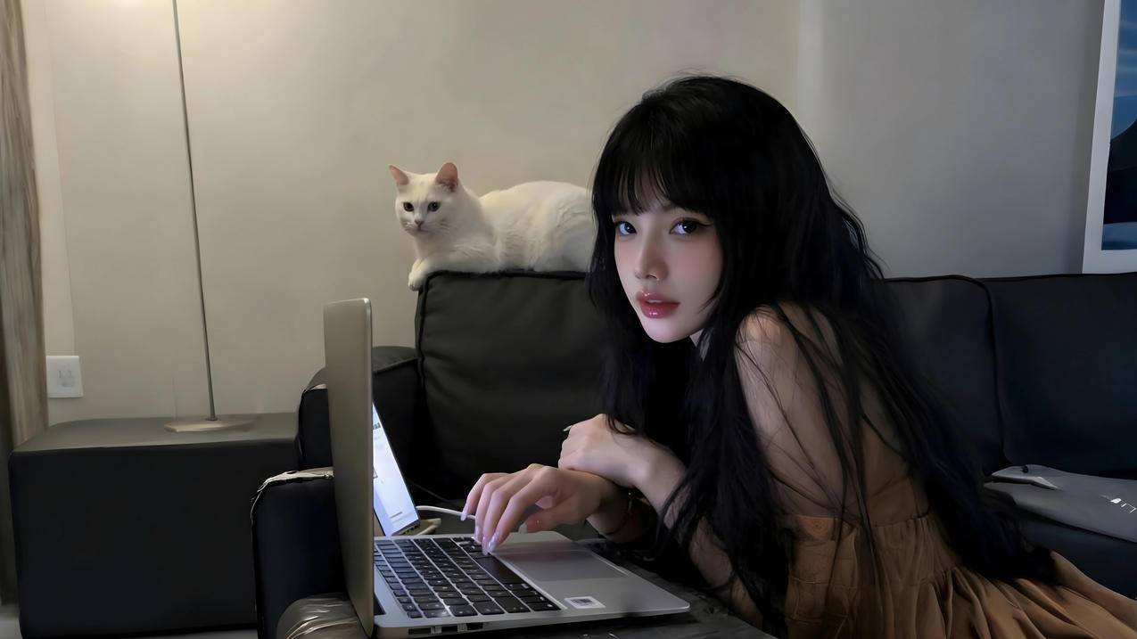 休闲 室内 居家长发美女4K高清壁纸原图3840x2160