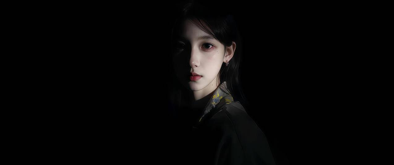 光影 暗黑系美女3440x1440带鱼屏动漫壁纸